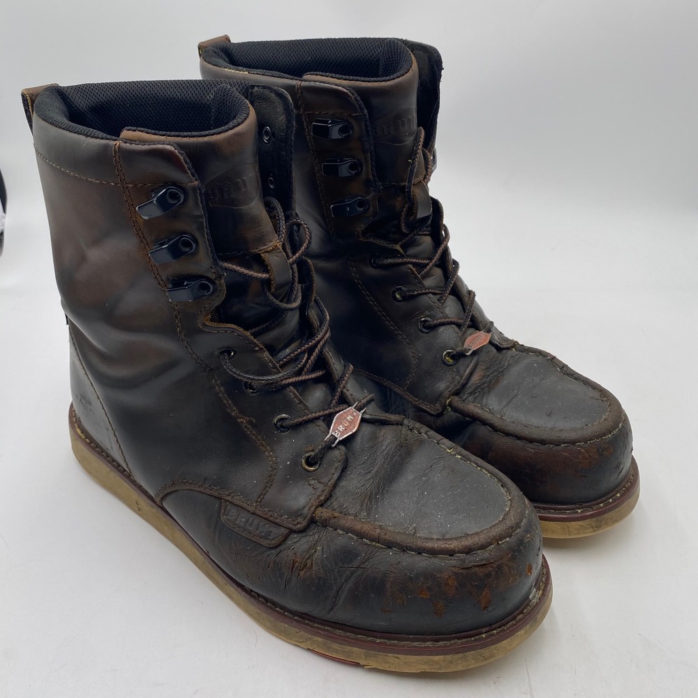 BRUNT The Marin Comp Toe Work Boots Mens 11 Brown Leather EH 112-20101-210